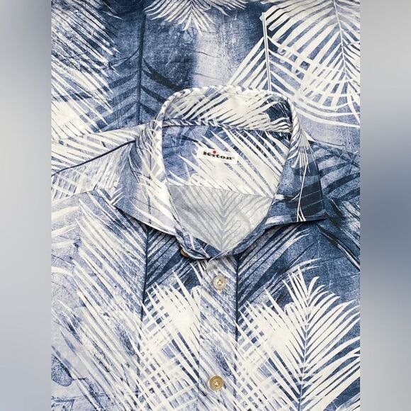 Kiton  Palm Tree Print Button-Up Shirt size 39/15.5 - Picture 10 of 12